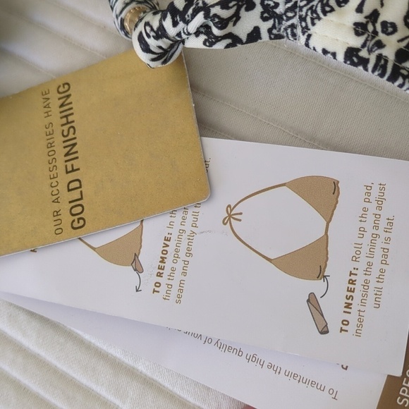 Vix Paula Hermanny Matching bikini set Romantic White Black Print With Gold - Picture 7 of 16